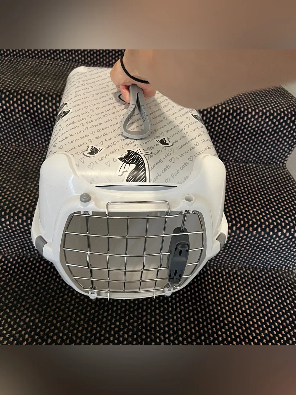 Never used! Small Pet Cat Dog Carrier 20x12x12 Moderna “Cats in Love” Runner NWT